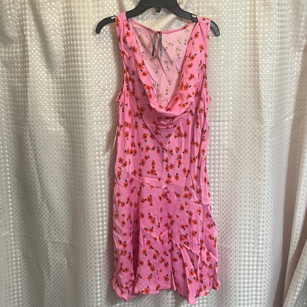 Anthropologie NEW Cowl-Neck Satin Mini floral Dress M summer romantic brunch - Picture 6 of 11